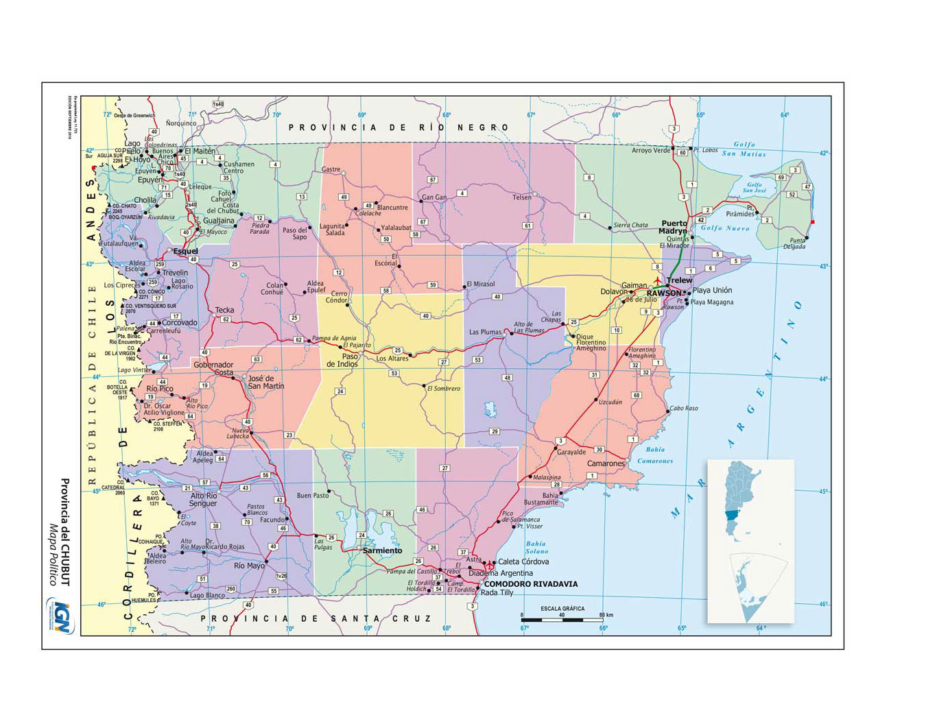 Mapas de la Provincia del Chubut